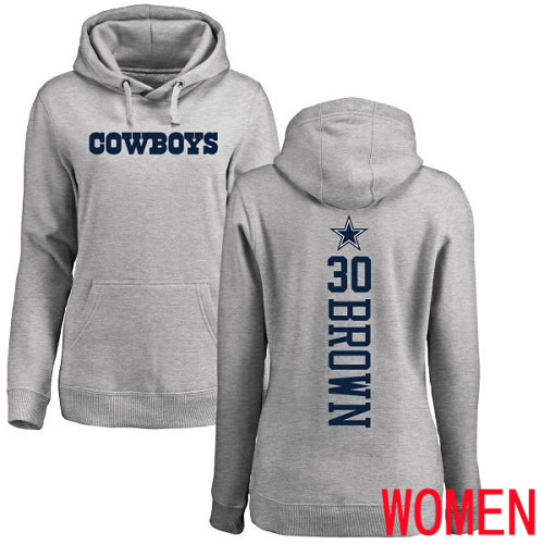 Women Dallas Cowboys Ash Anthony Brown Backer #30 Pullover NFL Hoodie Sweatshirts->nfl t-shirts->Sports Accessory